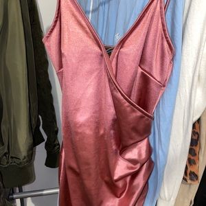 Satin mauve mini dress.